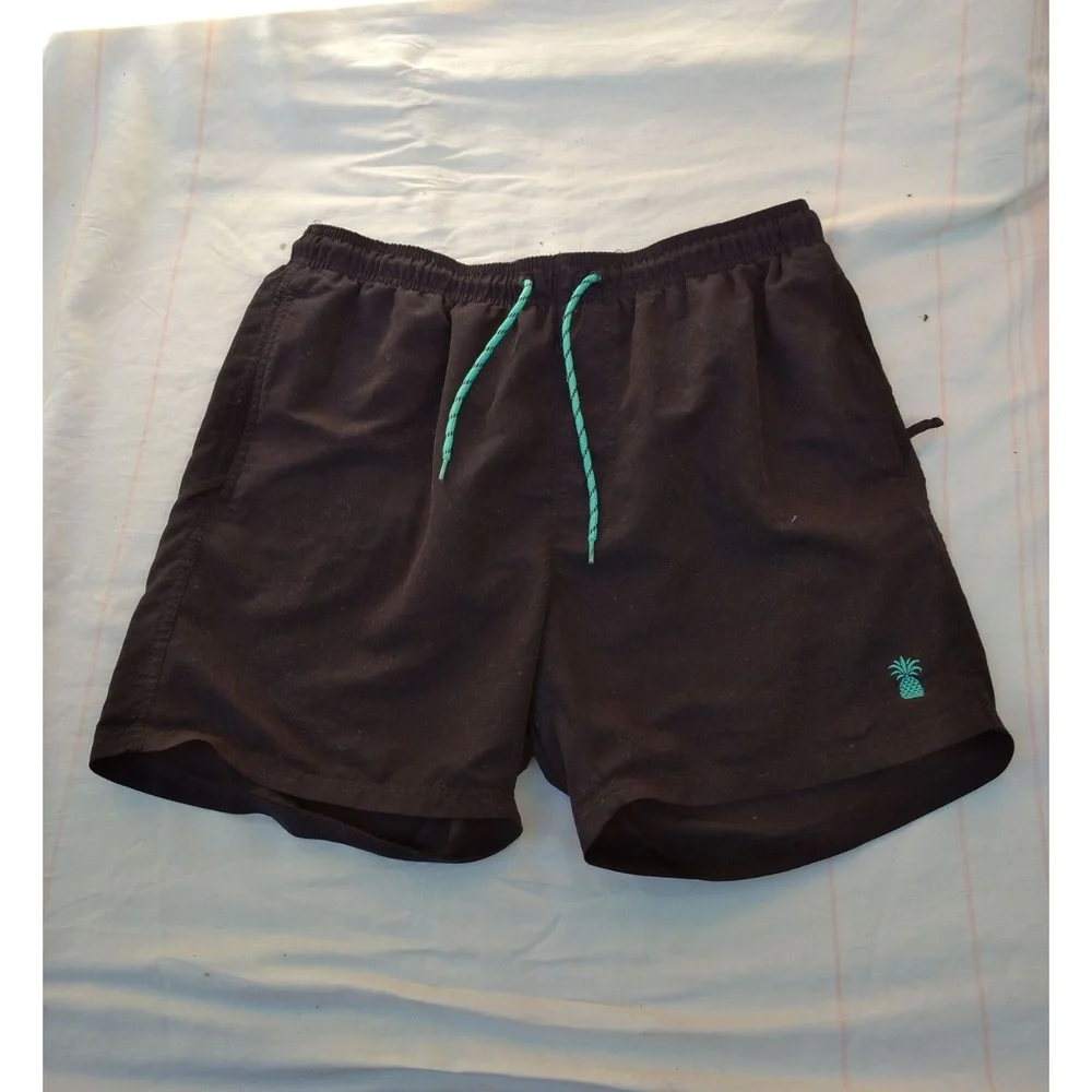 Swim Trunks Men's Black EUC Pineapple logo